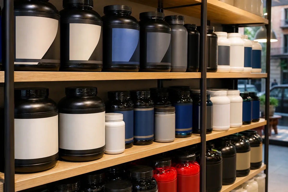 Tienda de proteínas en Sabadell: estantería de proteína whey